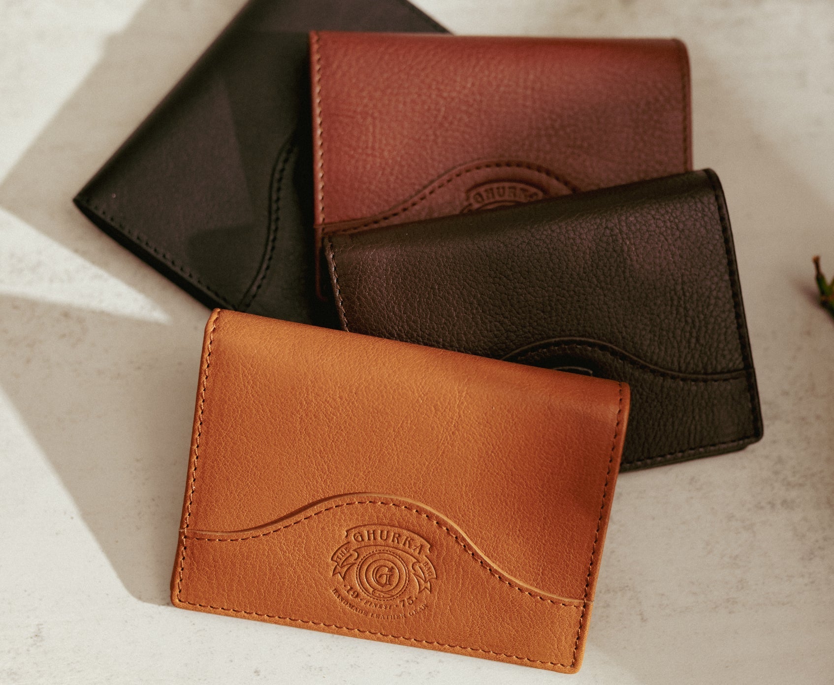 Vertical Card Case No. 396 | Vintage Tan Leather - Ghurka